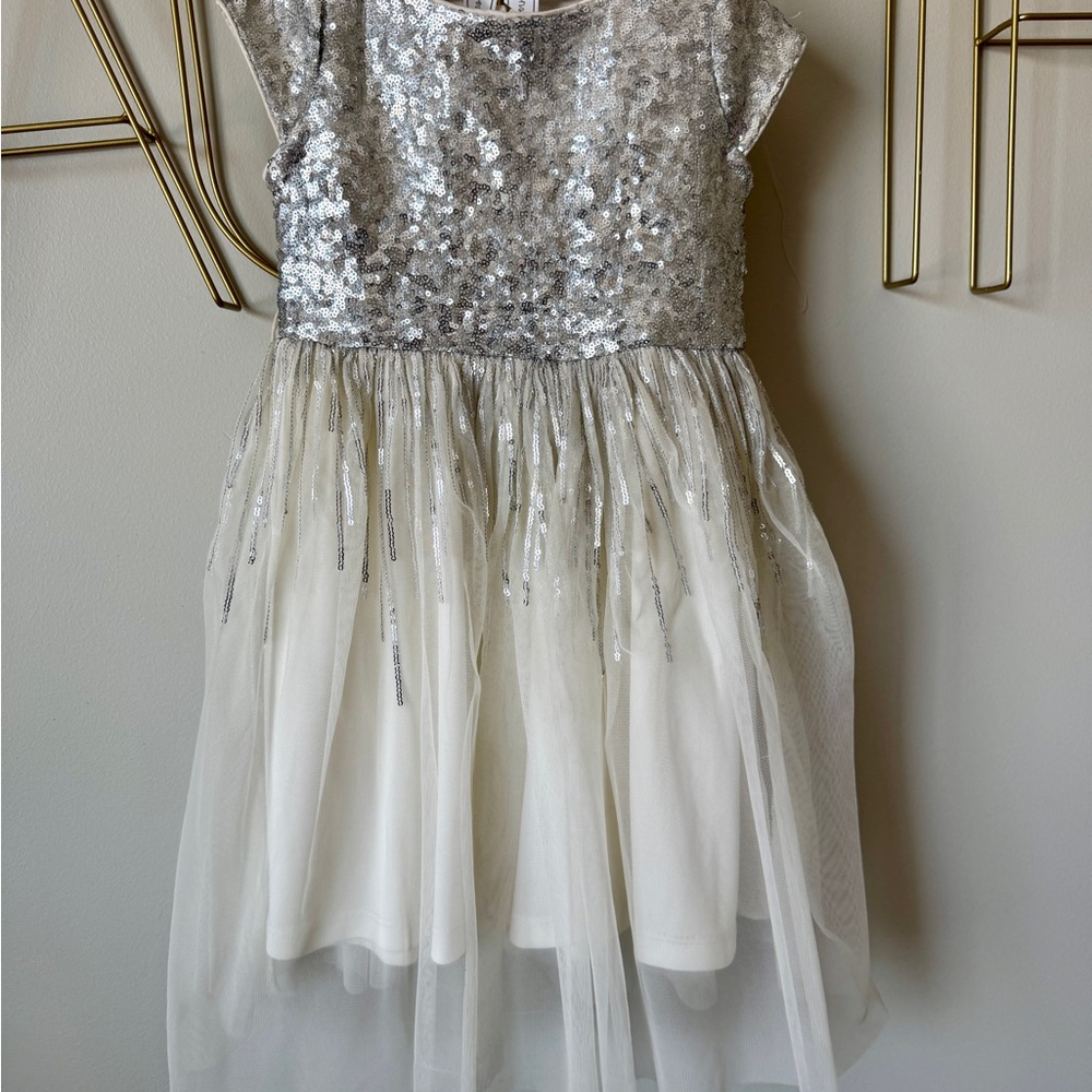 Sparkling Silver and White Kids Dress